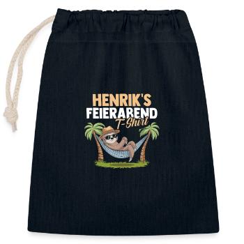 Faultier Henrik - Verschließbarer Geschenkbeutel aus Baumwolle (25x30cm) - Navy - Vorne