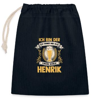 Bier Bierliebhaber Saufen Feiern Henrik - Verschließbarer Geschenkbeutel aus Baumwolle (25x30cm) - Navy - Vorne