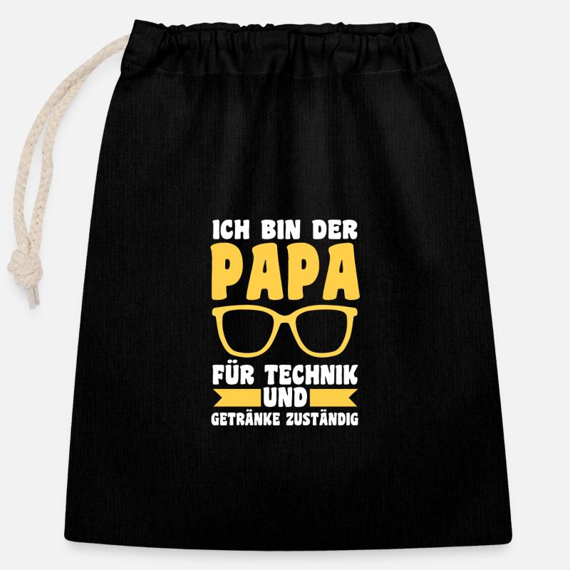 Vater Team Papa - Verschließbarer Geschenkbeutel aus Baumwolle (25x30cm) - Schwarz