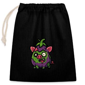 Zombie-Schwein - Verschließbarer Geschenkbeutel aus Baumwolle (25x30cm) - Schwarz - Vorne
