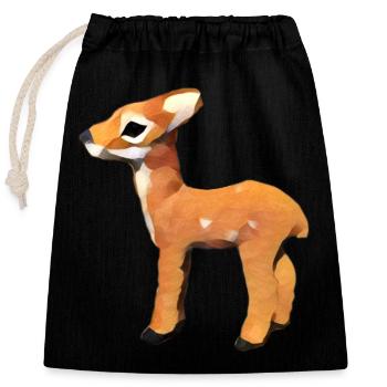 Fawn design - Closable cotton gift bag (25x30cm) - black - Front