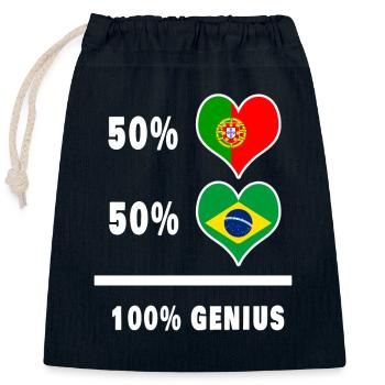 Portugal and Brazil Ingenious / Gift - Closable cotton gift bag (25x30cm) - navy - Front