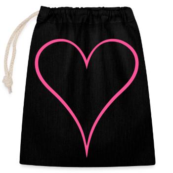 Herz Design neu Rosa - Verschließbarer Geschenkbeutel aus Baumwolle (25x30cm) - Schwarz - Vorne