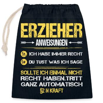 Educator day care instructions saying funny funny - Closable cotton gift bag (25x30cm) - navy - Front