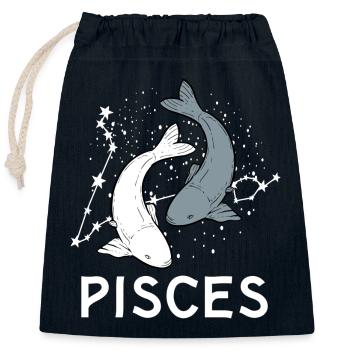 Sternzeichen Fische - Verschließbarer Geschenkbeutel aus Baumwolle (25x30cm) - Navy - Vorne