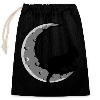 Faucille Lune Chat Noir - Sac cadeau en coton avec cordon (25 x 30 cm) - noir - Devant