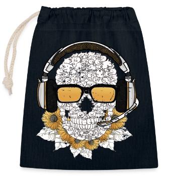 Musik Skull - Verschließbarer Geschenkbeutel aus Baumwolle (25x30cm) - Navy - Vorne