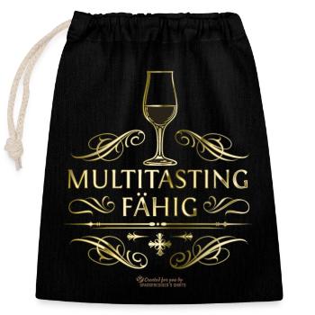 Whisky Merch Design fürs Tasting - Verschließbarer Geschenkbeutel aus Baumwolle (25x30cm) - Schwarz - Vorne
