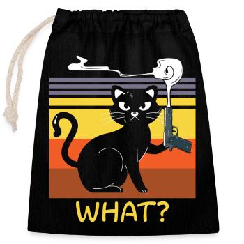 Sorcière chat d’Halloween - Sac cadeau en coton avec cordon (25 x 30 cm) - noir - Devant