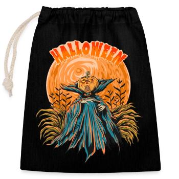 Halloween Citrouille Horreur - Sac cadeau en coton avec cordon (25 x 30 cm) - noir - Devant