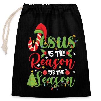 Reason for the Season Christmas Design - Closable cotton gift bag (25x30cm) - black - Front