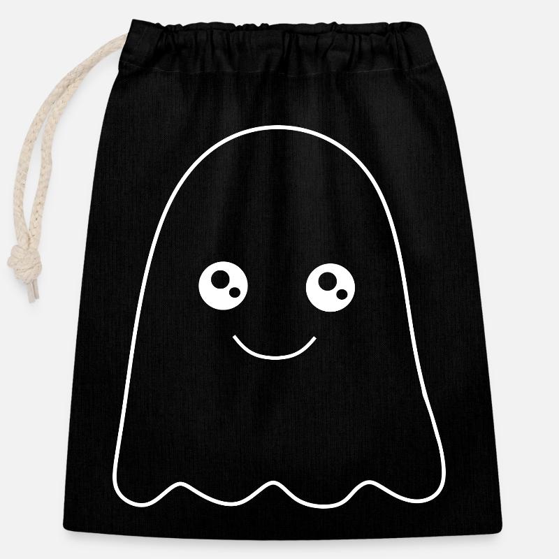 Halloween T-shirt Ghost spooky cute shirt - Closable cotton gift bag (25x30cm) - black