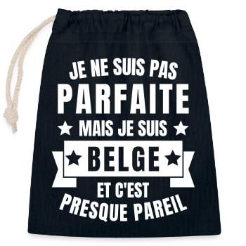 Belgique, je suis Belge, Belgique humour - Sac cadeau en coton avec cordon (25 x 30 cm) - bleu marine - Devant