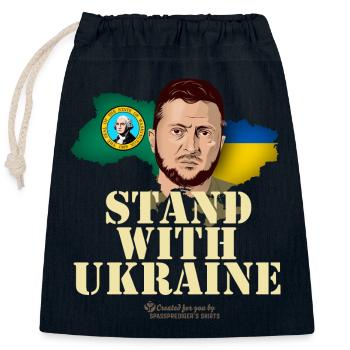 Ukraine Washington - Closable cotton gift bag (25x30cm) - navy - Front