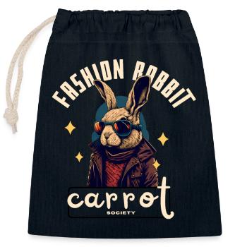 Lapin Rockeur en cuir - Sac cadeau en coton avec cordon (25 x 30 cm) - bleu marine - Devant