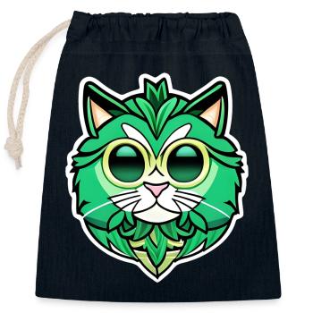 Süßer kleiner Katzenkopf - Verschließbarer Geschenkbeutel aus Baumwolle (25x30cm) - Navy - Vorne