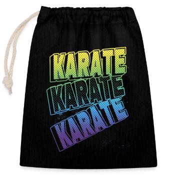 Karaté, Écriture, Arts martiaux, Arts martiaux, Combat, Sports - Sac cadeau en coton avec cordon (25 x 30 cm) - noir - Devant
