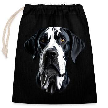Dogge - Great Dane - Verschließbarer Geschenkbeutel aus Baumwolle (25x30cm) - Schwarz - Vorne