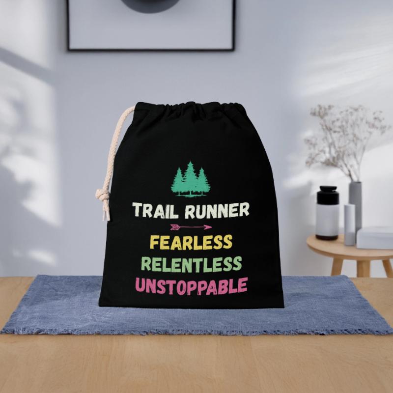 Trail Runner - Intrépide. Implacable. Imparable. Sac cadeau en coton avec cordon (25 x 30 cm)
