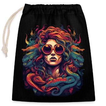 Cool Medusa tête serpents cheveux grandes couleurs - Sac cadeau en coton avec cordon (25 x 30 cm) - noir - Devant