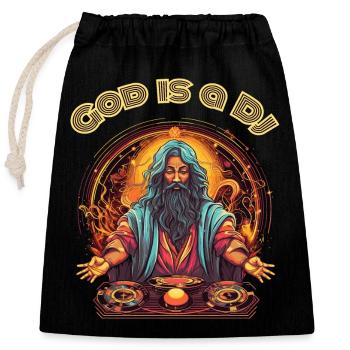 Dieu est un DJ - Sac cadeau en coton avec cordon (25 x 30 cm) - noir - Devant
