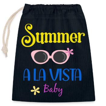Summer Holidays - Summer Vibes - Closable cotton gift bag (25x30cm) - navy - Front