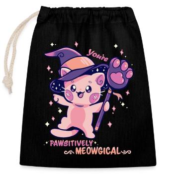 PAWsitively MEOWgical - Closable cotton gift bag (25x30cm) - black - Front