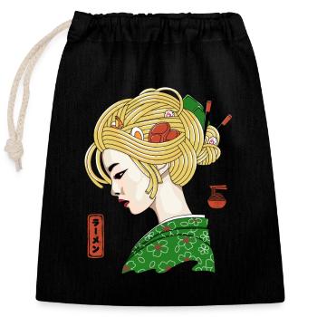 Ramen Geisha - Closable cotton gift bag (25x30cm) - black - Front