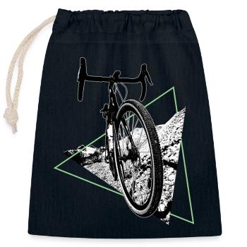 Gravel, VTT, passion vélo, cycliste - Sac cadeau en coton avec cordon (25 x 30 cm) - bleu marine - Devant