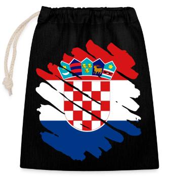 Kroatien Flagge Adria Zagreb Kroatische Fahne - Verschließbarer Geschenkbeutel aus Baumwolle (25x30cm) - Schwarz - Vorne