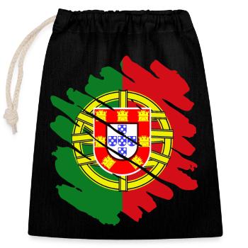 Portugal Flag Used Look Portuguese Flag - Closable cotton gift bag (25x30cm) - black - Front