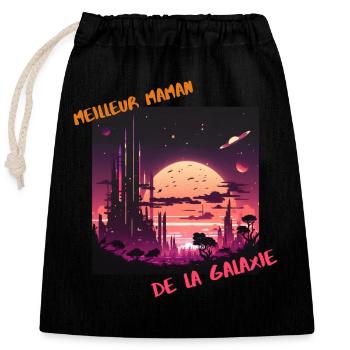 Cité lunaire au crépuscule - Sac cadeau en coton avec cordon (25 x 30 cm) - noir - Devant