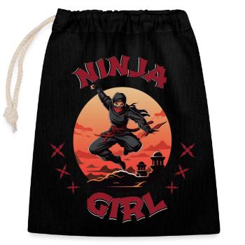 Charmant combattant ninja I Ninja Girl I Ninja - Sac cadeau en coton avec cordon (25 x 30 cm) - noir - Devant
