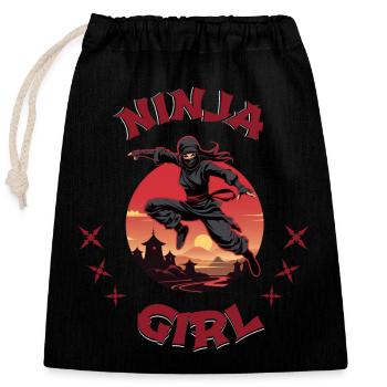 Charming Ninja Fighter I Ninja Girl I Ninja - Closable cotton gift bag (25x30cm) - black - Front