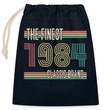 1984 ST La plus belle marque classique - Anniversaire 1984 - Sac cadeau en coton avec cordon (25 x 30 cm) - bleu marine - Devant
