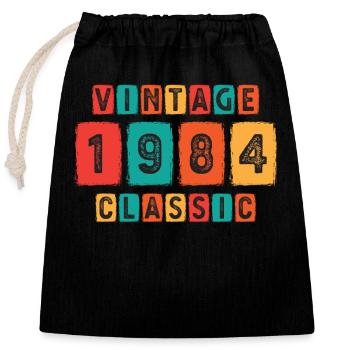Millésime 1984 classique - Cadeau d’anniversaire 1984 - Sac cadeau en coton avec cordon (25 x 30 cm) - noir - Devant