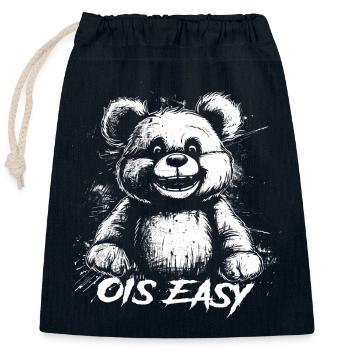 Retro Bär "Ois Easy" - Verschließbarer Geschenkbeutel aus Baumwolle (25x30cm) - Navy - Vorne
