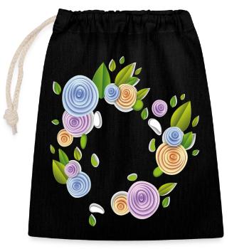 Fantasie aus Blüten - Verschließbarer Geschenkbeutel aus Baumwolle (25x30cm) - Schwarz - Vorne