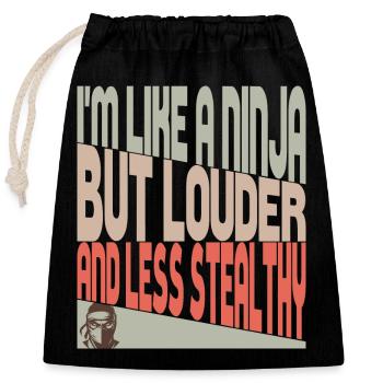 Comme un ninja - Sac cadeau en coton avec cordon (25 x 30 cm) - noir - Devant