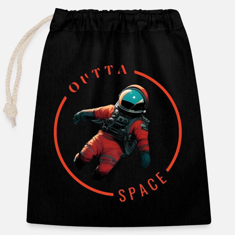 Hors de l’espace - Sac cadeau en coton avec cordon (25 x 30 cm) - noir