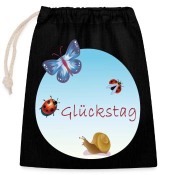 Lucky day - Closable cotton gift bag (25x30cm) - black - Front