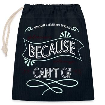 Fun Computer Language - Closable cotton gift bag (25x30cm) - navy - Front