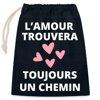 L'amour Trouvera Toujours un Chemin - Sac cadeau en coton avec cordon (25 x 30 cm) - bleu marine - Devant