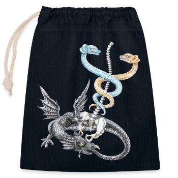 Le caducée d'Hermès - Sac cadeau en coton avec cordon (25 x 30 cm) - bleu marine - Devant