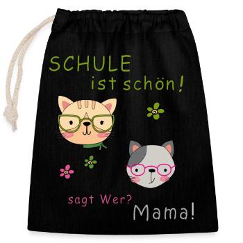 School is beautiful, schoolchild - Closable cotton gift bag (25x30cm) - black - Front