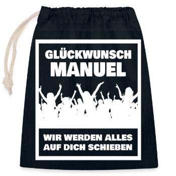 Manuel as a first name - Closable cotton gift bag (25x30cm) - navy - Front