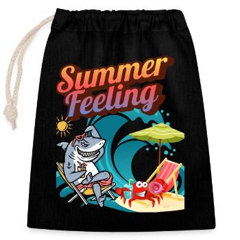 "Summer Feeling" - Verschließbarer Geschenkbeutel aus Baumwolle (25x30cm) - Schwarz - Vorne