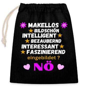 Makellos, Bildschön, Intelligent, Bezaubernd - Verschließbarer Geschenkbeutel aus Baumwolle (25x30cm) - Schwarz - Vorne