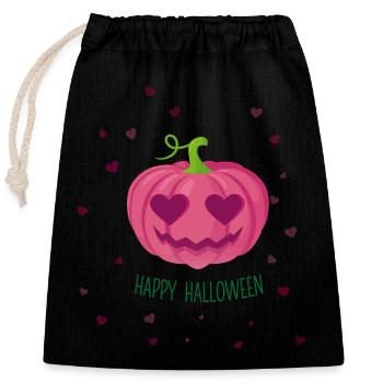 Happy Halloween, Kürbis - Verschließbarer Geschenkbeutel aus Baumwolle (25x30cm) - Schwarz - Vorne