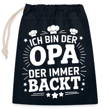 Ich bin der Opa der immer backt lustiger Opaspruch - Verschließbarer Geschenkbeutel aus Baumwolle (25x30cm) - Navy - Vorne